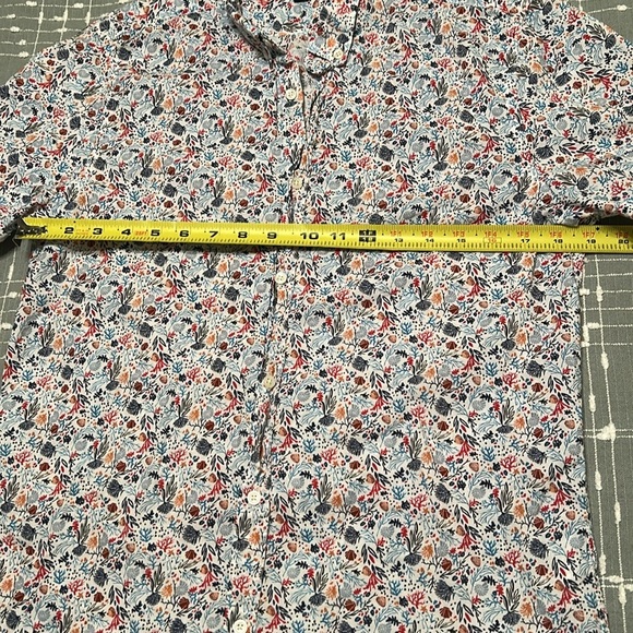 ZARA Slim Fit Nautical Seashell Shirt Mens M Colorful Short Sleeve Cotton - Picture 6 of 9